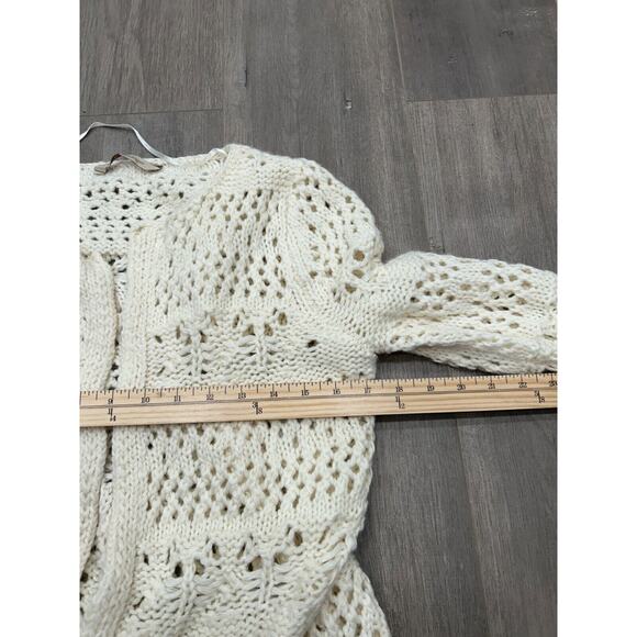 Soft Surroundings Cream Wool Alpaca Blend Open Cardigan Sweater Grandmacore Med? - Picture 5 of 7